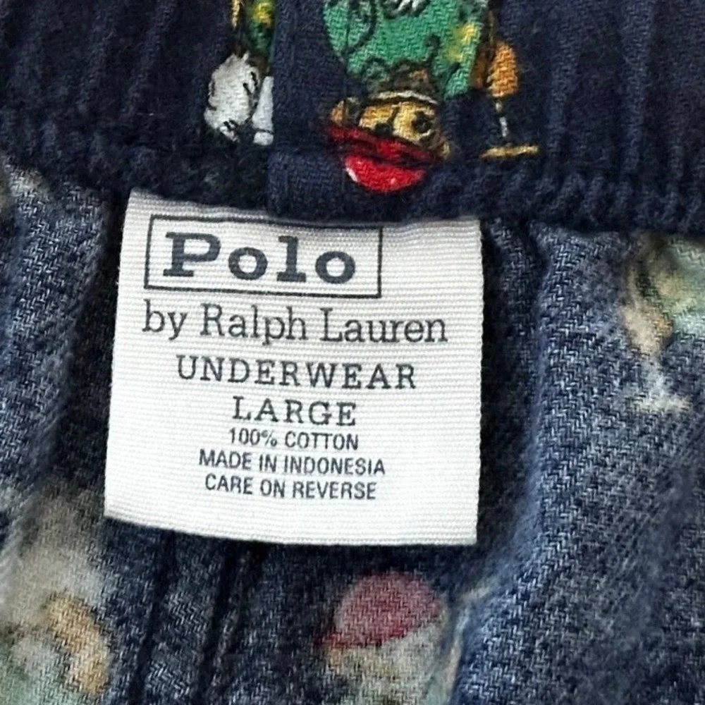 Polo Ralph Lauren Navy Blue Polo Bear Cotton Pajama Pants Men's Large